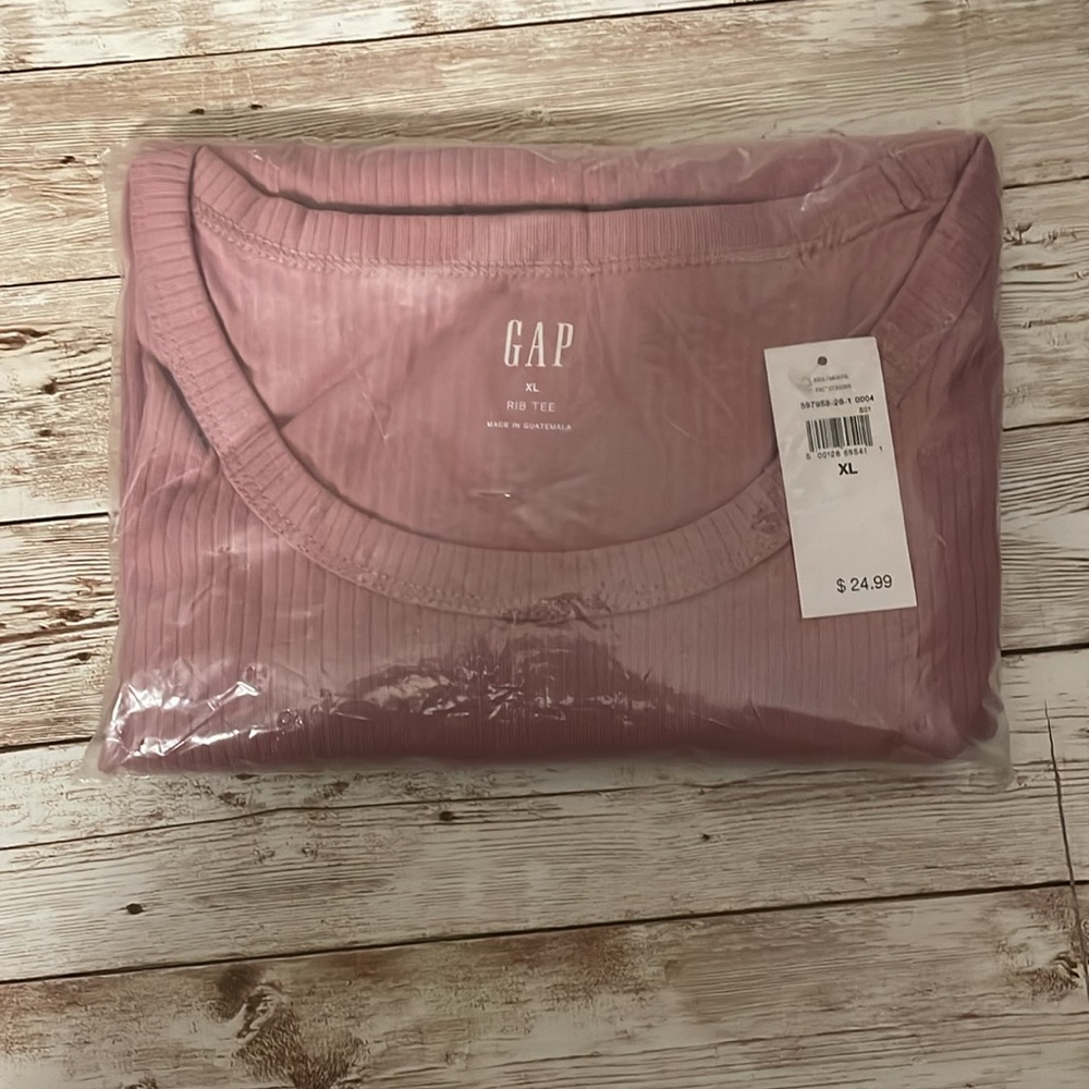 🆕 GAP Women’s Rib Ribbed Crew Neck Short Sleeve T-Shirt Pink Large 12-14 - Picture 6 of 11